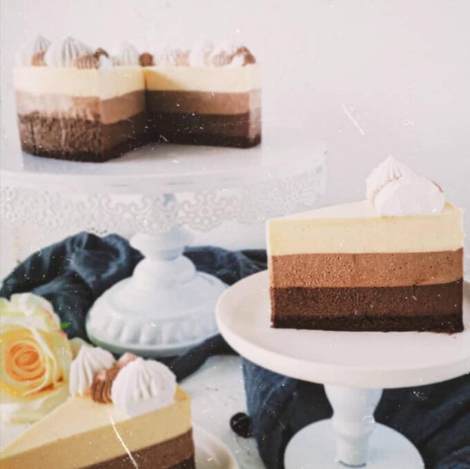 Triple Chocolate Mousse Cake Slice
